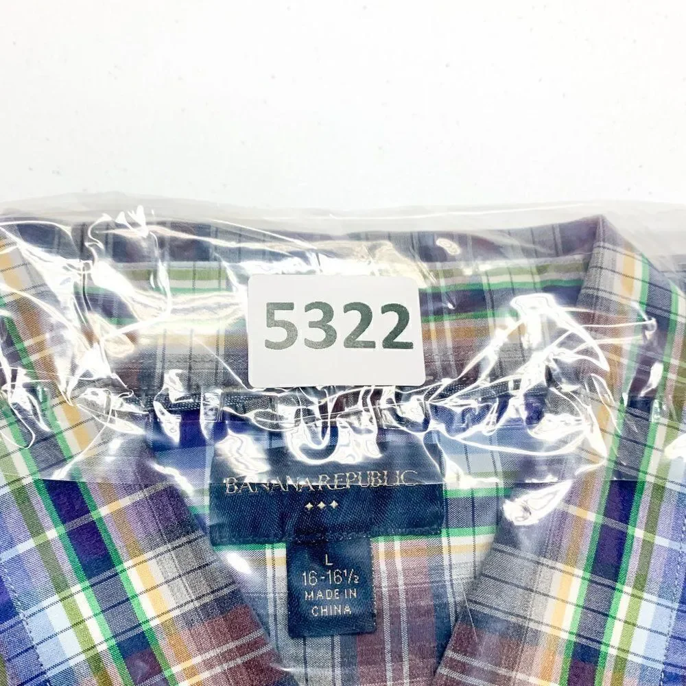 Banana Republic Shirt Mens Large Blue Brown Plaid Business‎ Casual Outdoor Camp